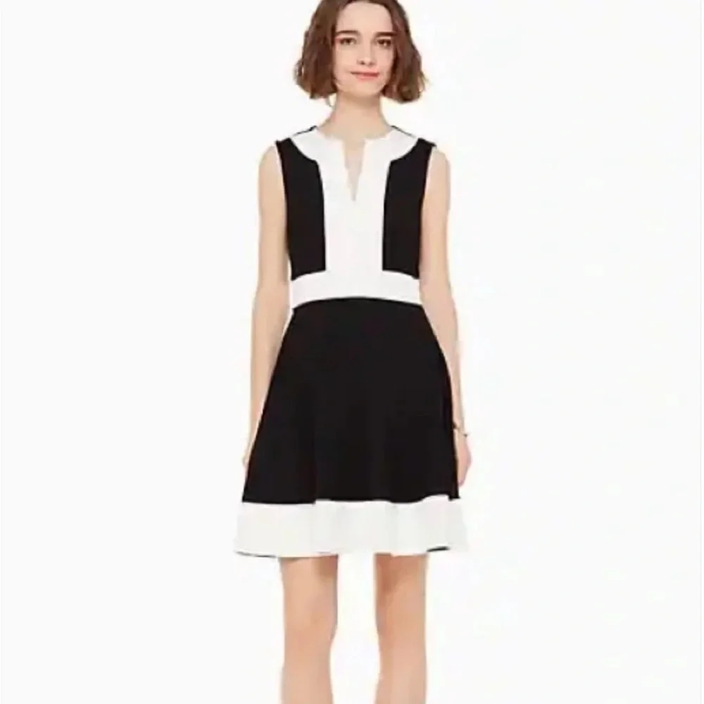 Kate Spade Black and White Colorblock Ponte Women’s Knit Dress